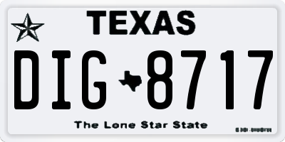TX license plate DIG8717