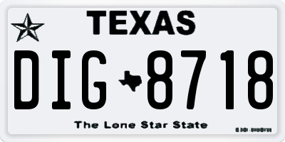 TX license plate DIG8718