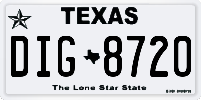 TX license plate DIG8720