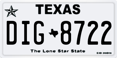 TX license plate DIG8722