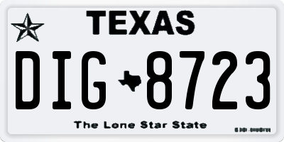 TX license plate DIG8723
