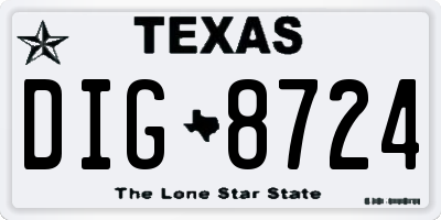 TX license plate DIG8724