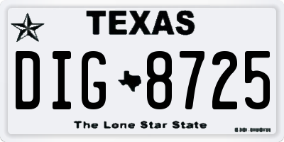 TX license plate DIG8725