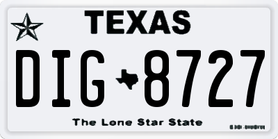 TX license plate DIG8727