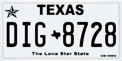 TX license plate DIG8728