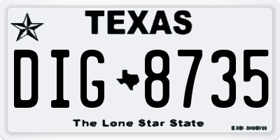 TX license plate DIG8735