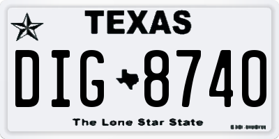 TX license plate DIG8740
