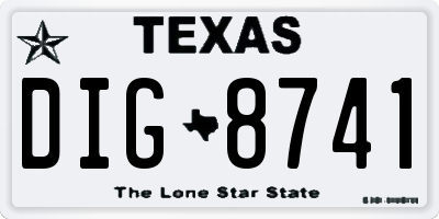 TX license plate DIG8741