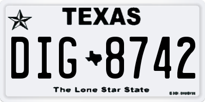 TX license plate DIG8742