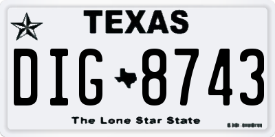 TX license plate DIG8743