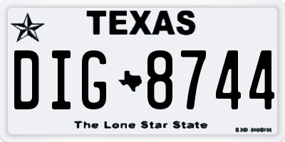 TX license plate DIG8744