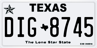 TX license plate DIG8745
