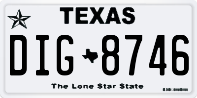 TX license plate DIG8746