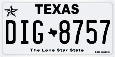TX license plate DIG8757