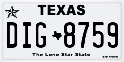 TX license plate DIG8759