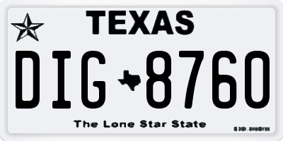TX license plate DIG8760