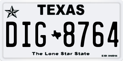 TX license plate DIG8764