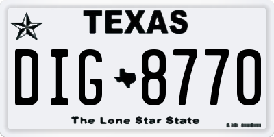 TX license plate DIG8770