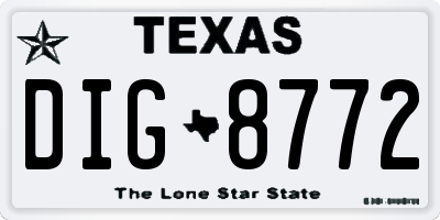 TX license plate DIG8772