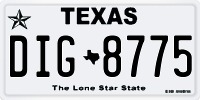 TX license plate DIG8775