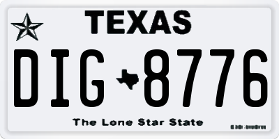TX license plate DIG8776