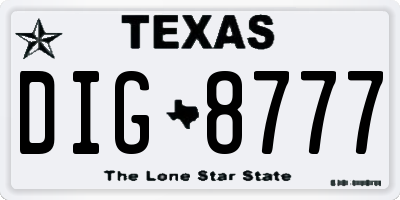 TX license plate DIG8777