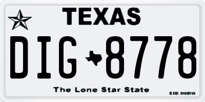 TX license plate DIG8778