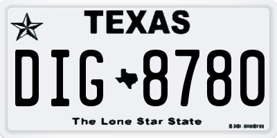 TX license plate DIG8780
