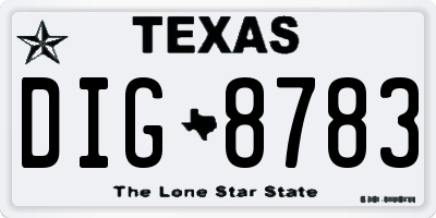 TX license plate DIG8783