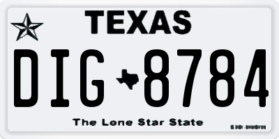 TX license plate DIG8784