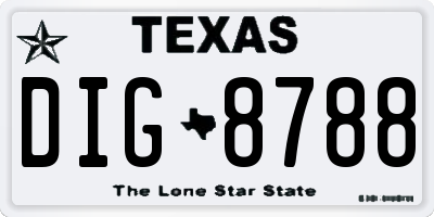 TX license plate DIG8788