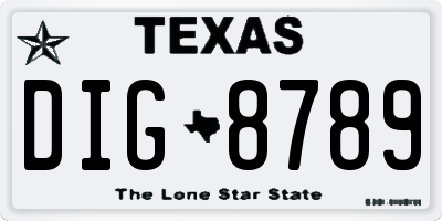 TX license plate DIG8789