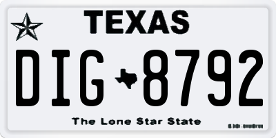 TX license plate DIG8792