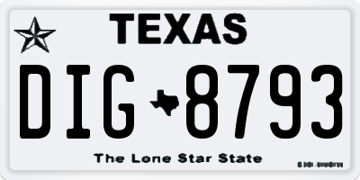 TX license plate DIG8793
