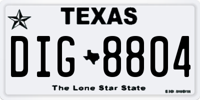 TX license plate DIG8804