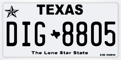 TX license plate DIG8805