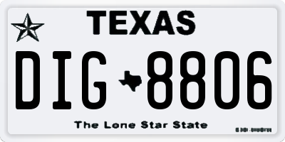 TX license plate DIG8806