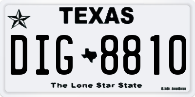 TX license plate DIG8810