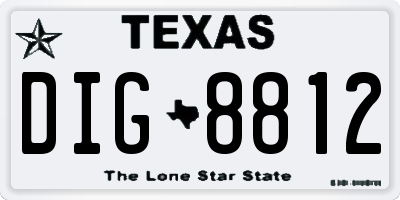 TX license plate DIG8812