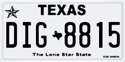 TX license plate DIG8815