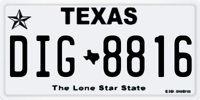 TX license plate DIG8816
