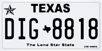 TX license plate DIG8818