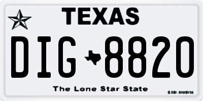 TX license plate DIG8820