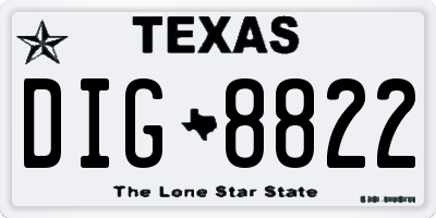 TX license plate DIG8822