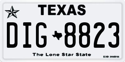 TX license plate DIG8823