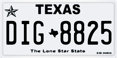 TX license plate DIG8825