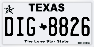 TX license plate DIG8826