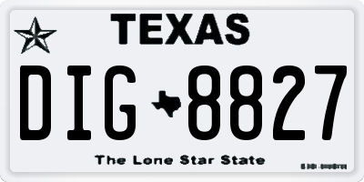 TX license plate DIG8827