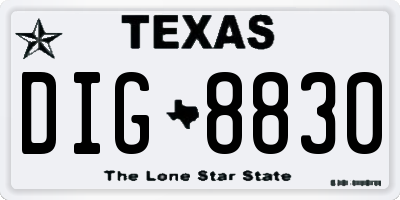 TX license plate DIG8830