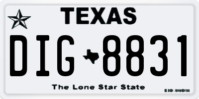 TX license plate DIG8831